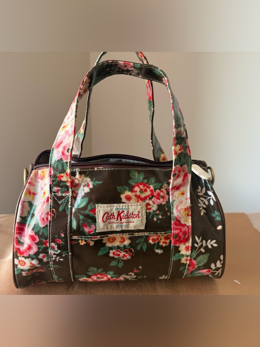 Cath Kidston Brown Floral Mini Handbag with Pink & Green Accents